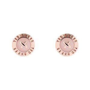 Ted Baker Womens Rose Gold/Baby Pink Eisley Enamel Mini Button Earrings