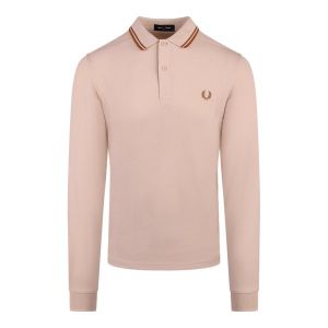 Fred Perry Polo Mens Oatmeal Twin Tipped L/s