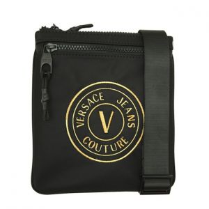 Versace Jeans Couture Bag Mens Black Emblem Nylon Crossbody 