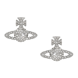 Womens Platinum/Crystal Grace Bas Relief Stud Earrings