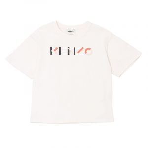 Girls Off White Colour Logo S/s T Shirt