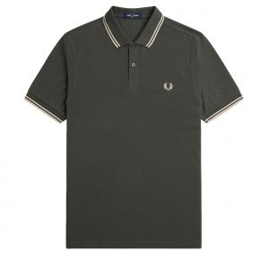 Fred Perry Polo Mens Filed Green/Oat Twin Tipped S/s Polo 