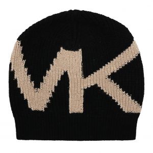Womens Black/Gold Logo Merino Beanie Hat