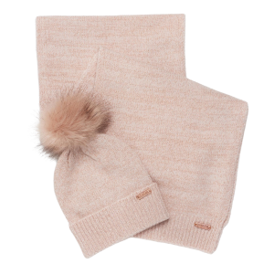Barbour International Gift Set Womens Pink Sparkle Beanie + Scarf Gift Set