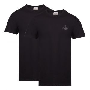 Mens Black Branded 2 Pack S/s T Shirts