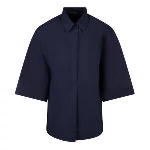 French Connection Shirt Womens Marine Rhodes Poplin SS Popover Shirt 