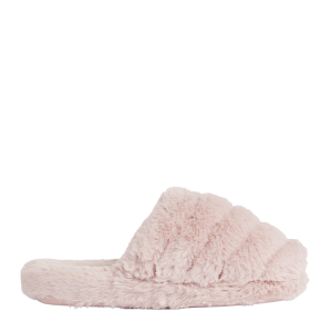 Womens Pink Lopsey Faux Fur Mule Slippers
