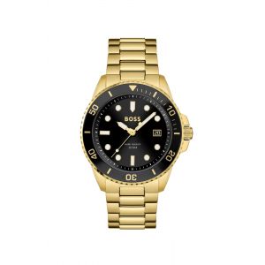 Mens Gold/Black Ace Bracelet Strap Watch