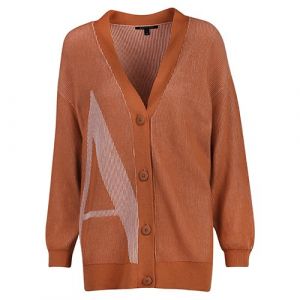 Womens Apricot Ribbed Slouchy Cardigan