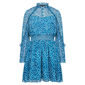 French Connection Dress Womens Mosaic Blue Billi Hallie Frill | Hurleys