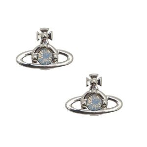 Womens Platinum Air/Blue Opal Nano Solitaire Earrings