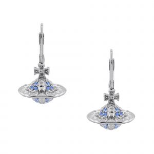 Vivienne Westwood Earrings Womens Rhodium/Light Sapphire Mayfair Small Orb Earrings