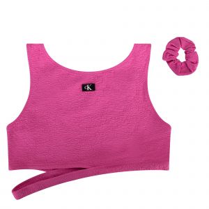 Womens Bold Pink Monogram Texture Crop Top