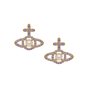 Vivienne Westwood Earrings Womens Gold/Pink CZ Olympia Pearl Earrings