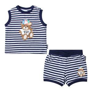 Moschino Set Baby Blue/White Stripe Vest + Shorts | Hurleys