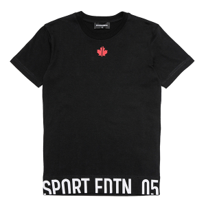 Boys Black Sports Maple Cool Fit S/s T Shirt