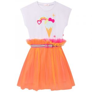 Girls Orange/White Ice Cream Net Skirt Dress