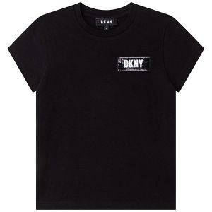 Kids Black Sequin Logo T-Shirt