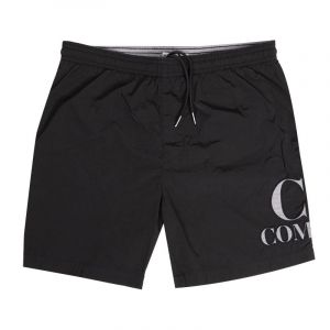Boys Black Chrome-R Logo Swim Shorts