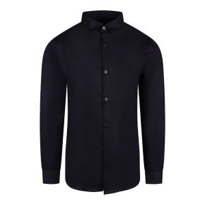 Armani Exchange Shirt Mens Navy Branded Poplin Stretch Long Sleeve