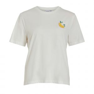 Vila T Shirt Womens Snow White/Lemon Visybil Arri Lemon S/s T Shirt 
