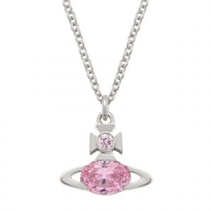 Vivienne Westwood Necklace Womens Platinum/Light Pink CZ Allie Pendant