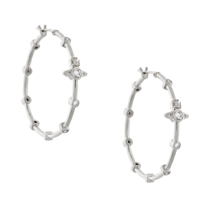 Vivienne Westwood Earrings Womens Platinum/White CZ Felicia Hoop Earrings