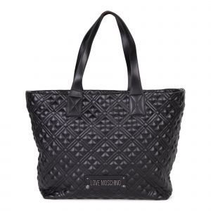 Love Moschino Travel Bag Womens Black/Black Diamond Quilt Tote Travel Bag