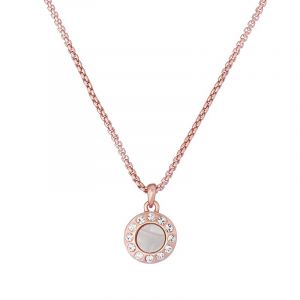 Womens Rose Gold/Mother Of Pearl Gemmarh Gem Button Necklace