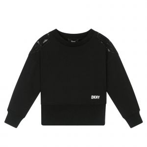 DKNY Sweatshirt Girls Black Embroidered Grid Sweat