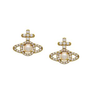 Womens Gold/Pearl Olympia Pearl Earrings