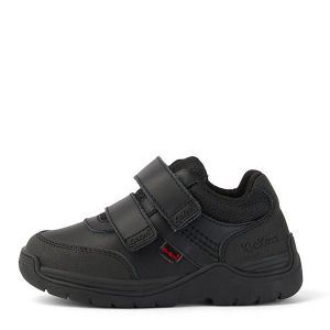 Kickers School Shoes Boys Black Stomper Mid Leather (5-12)