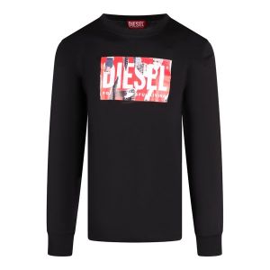 Diesel T Shirt T Mens Black T-Just-LS-L6 L/s T Shirt