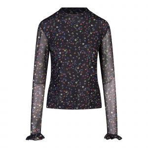 PS Paul Smith Top Womens Black Illustrated Mesh L/s Top