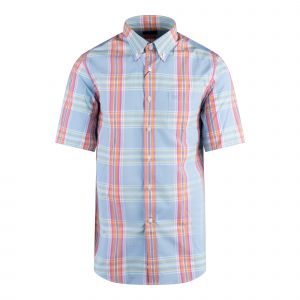 Paul And Smith Shirt Mens Blue Cotton Check S/s Shirt 