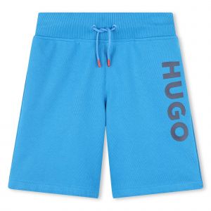 HUGO Sweat Shorts Boys Electric Blue Branded Leg Sweat Shorts