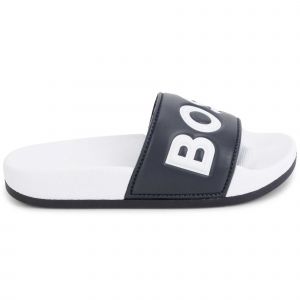 BOSS Slides Boys Navy Block Logo | Hurleys