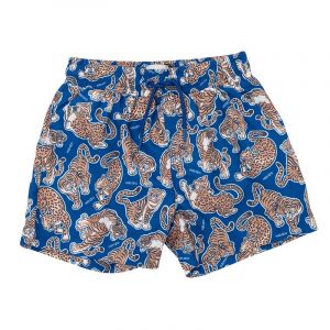 Boys Blue Tiger Print Swim Shorts