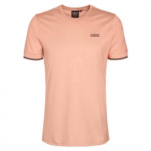 Barbour International T Shirt Mens Peach Nectar Philip Tipped Cuff S/s T Shirt