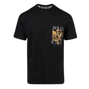 Mens Black/Gold Baroque Patch Logo S/s T Shirt