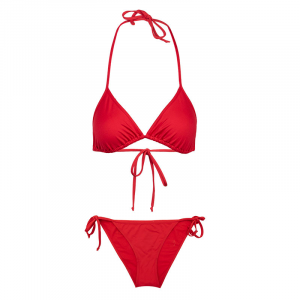 Womens Red Branded Triangle Bikini Set
