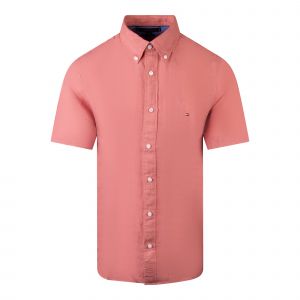 Tommy Hilfiger Shirt Mens Teaberry Blossom Pigment Dyed Linen S/s Shirt 