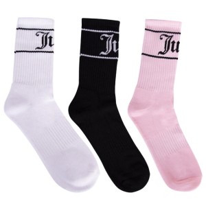 Juicy Couture Socks Womens Black/Cherry/White Ajah Logo 3 Pack Socks