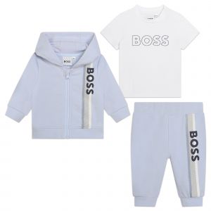 BOSS Tracksuit Set Baby Pale Blue Logo Stripe 3 Pack Tracksuit Set
