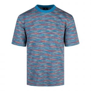PS Paul Smith T Shirt Mens Blue Space Dye Reg Fit S/s T Shirt