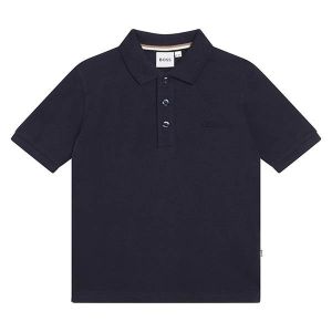 Kids Navy Collar S/s Polo Shirt