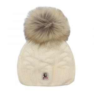 Girls Milk Cable Knitted Fur Beanie
