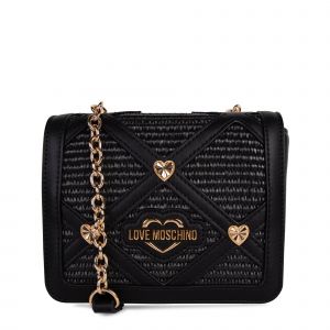 Love Moschino Shoulder Bag Womens Black Raffia Diamond Shoulder Bag