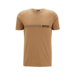 BOSS T Shirt Mens Medium Beige Logo Slim Fit S/s