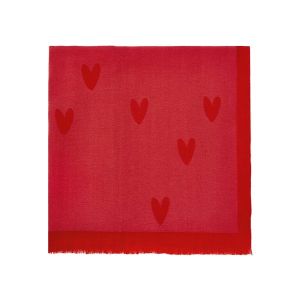 Womens Fuchsia/Red Heart Printed Blanket Scarf